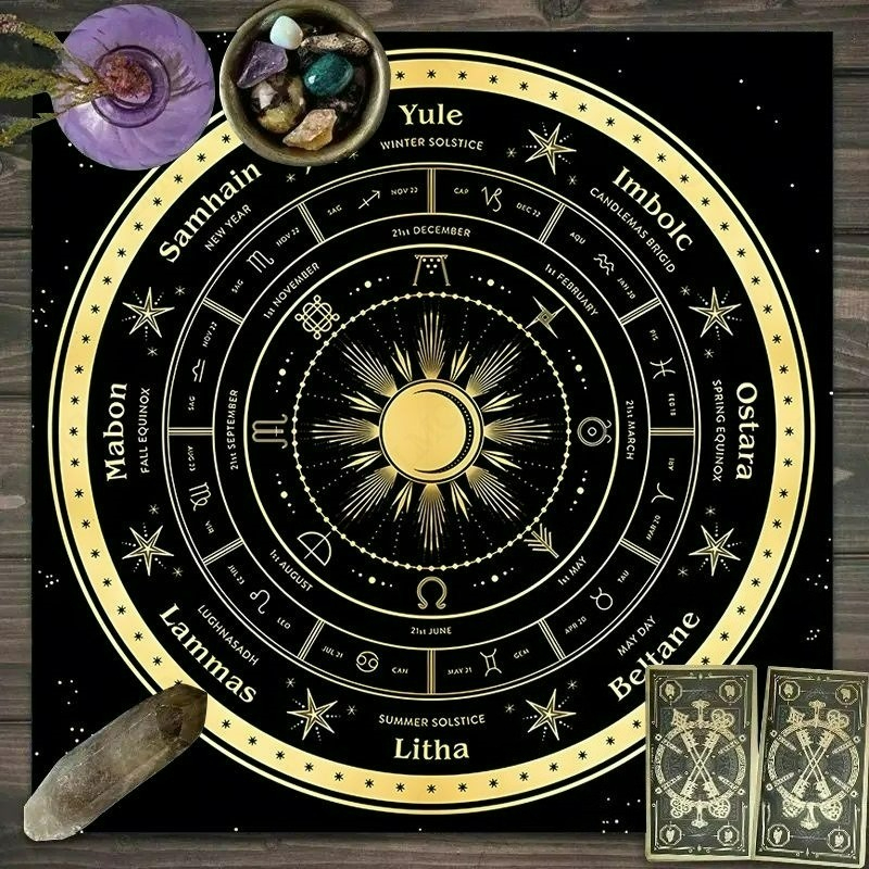Zodiac Party Games - 1pc Tarot Card Tablecloth, 12 Zodiac
