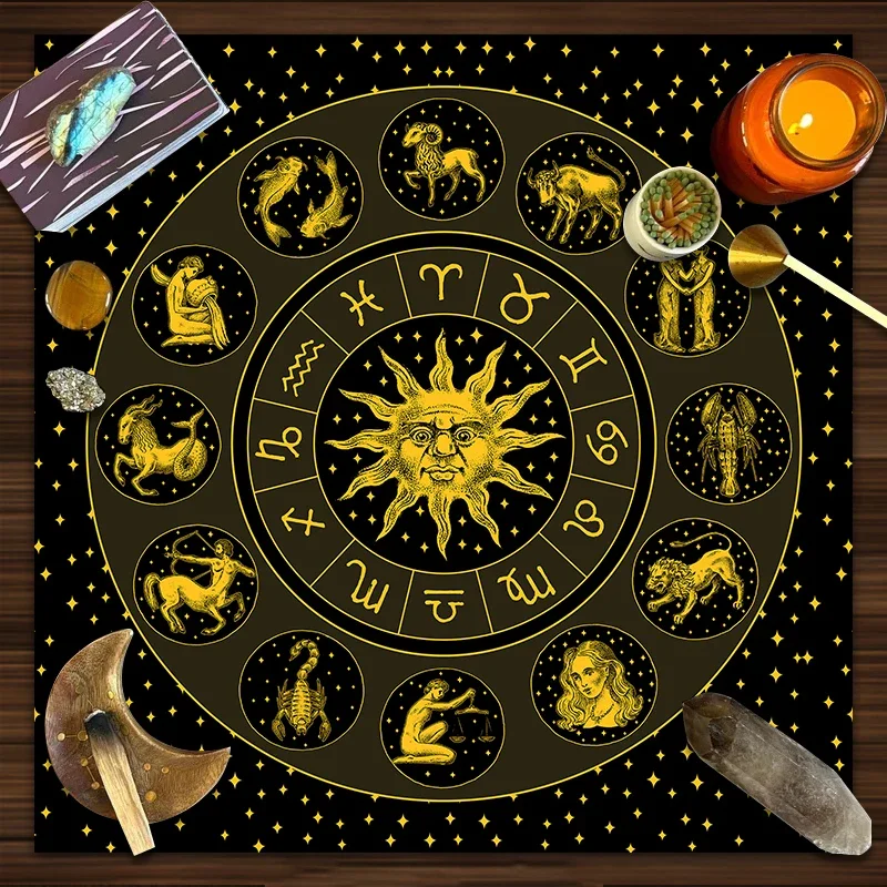 Tarot Cloth Gold Sun Zodiac Ve - Zodiac Party Games recensie en prijs