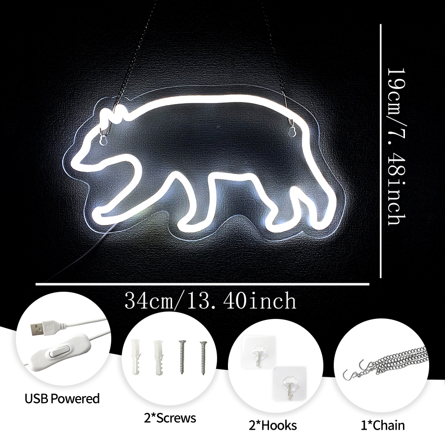 Polar Bear Neon Sign For Wall  - Zoo Party Games recensie en prijs