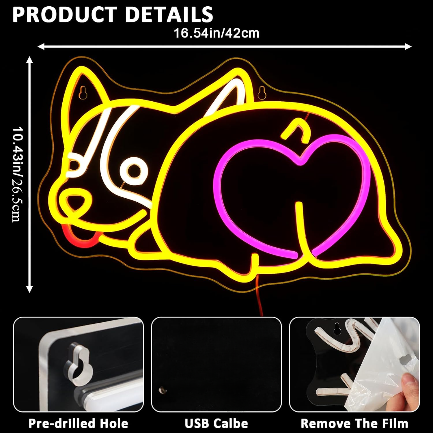 Corgie Dog Neon Sign USB Power - Zoo Party Games recensie en prijs